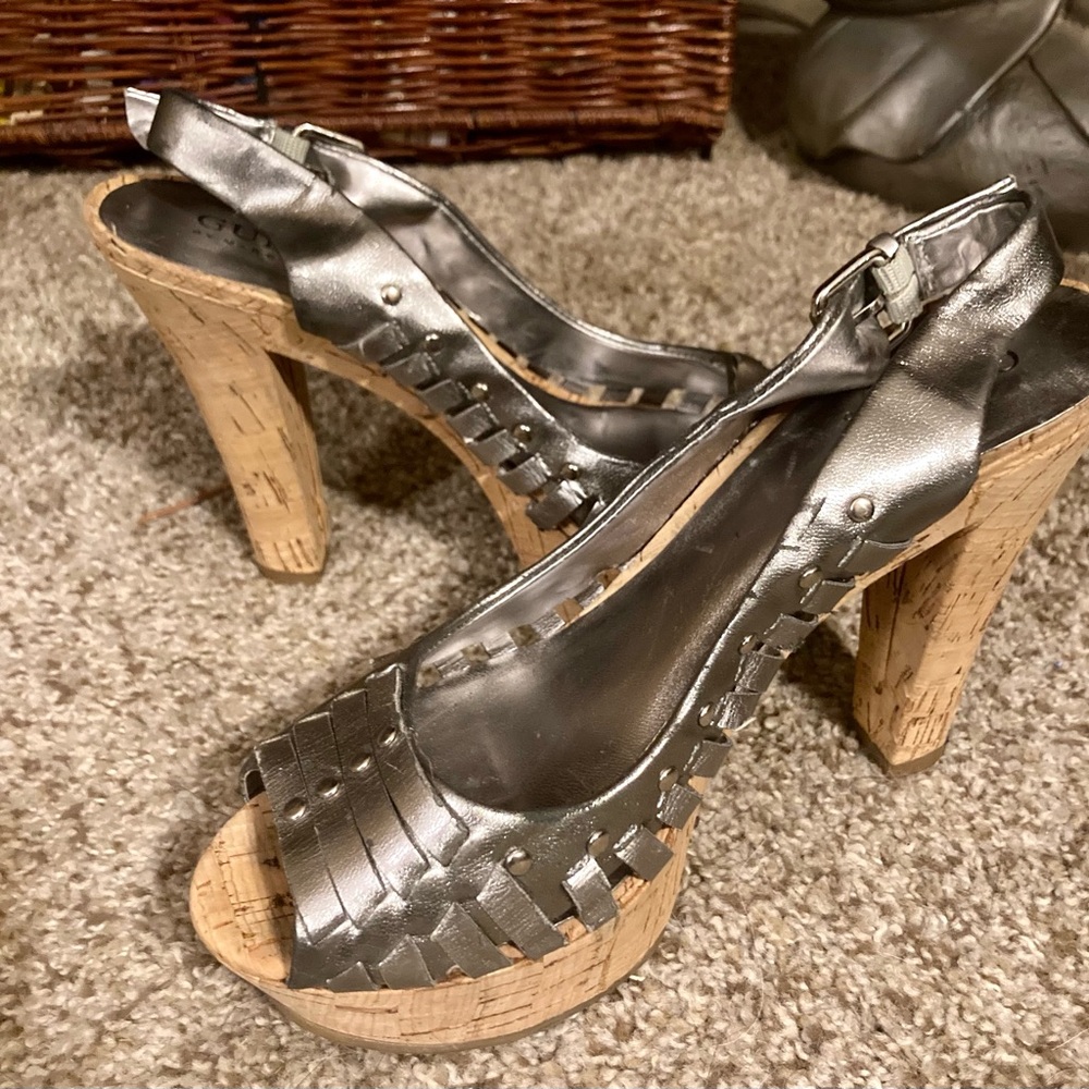 Guess platform, cork high heel shoes
